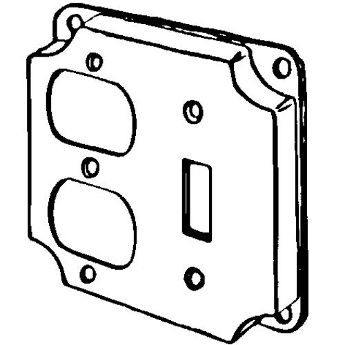 EGS 8375N 4" RAISED COVER TWO DEVICE - 1 TOGGLE / 1 DUPLEX RECEPTACLE