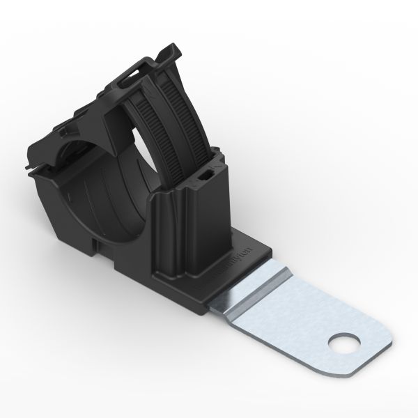 Hellermann Tyton North America 151-01478 Ratchet P Clamp, 0.76"-1.42" Bundle Dia., 180? Medium Length, 0.405" Hole Dia., PA66HIRHSUV, Black, 1.37" Width, 7.01" Length (Pack of 140)