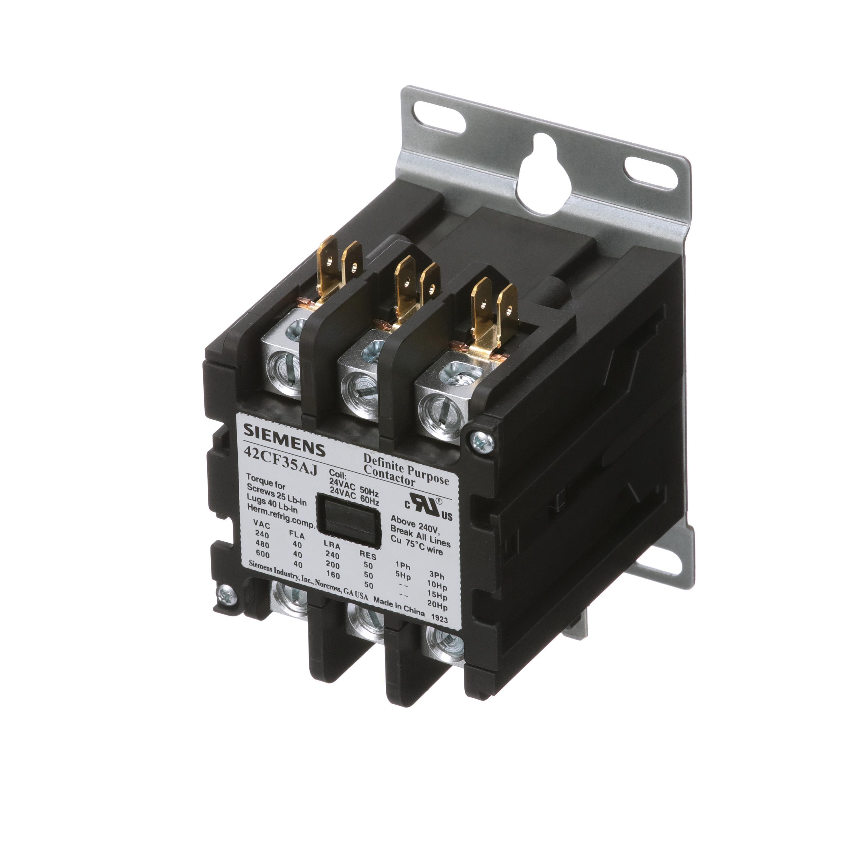 Siemens Contattore 42CF15AG Per Scopi Definiti, 2 Poli, 40A, Bobina 208-240V AC, Nuovo