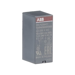 ABB 1SVR405600R3000 CR-P Pluggable Interface Relay, 1CO/SPDT Contact, 230 VAC V Coil