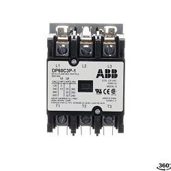 ABB DP60C3P-1 Definite Purpose Contactor, 120 VAC V Coil, 60 A, 3NO Contact, 3 Poles