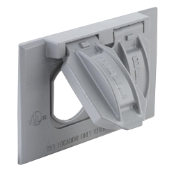 Hubbell-Bell Duplex Receptacle Cover - Gray Weatherproof Outdoor Electrical Box Cover