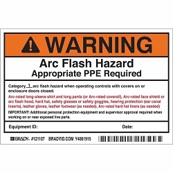 Brady 121107 Write-On Arc Flash Label