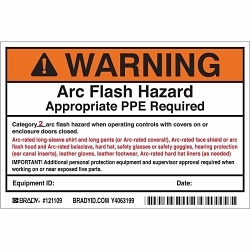 Brady 121109 Write-On Arc Flash Label