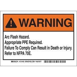 Brady 121443 Arc Flash Label