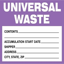 Brady 60362 Universal Waste Label