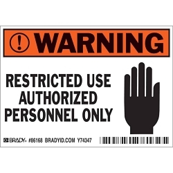 Brady 86168 Warning Sign