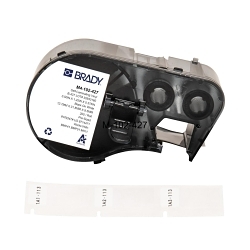 Brady M4-102-427 Self-Laminating Wire and Component Label, 12.7 mm W, Black on White/Clear, B-427 Vinyl