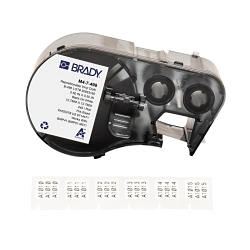 Brady M4-7-498 Repositionable Wire and Component Label, 12.7 mm W, Black on White/Clear, B-498 Vinyl Cloth