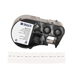 Brady M4-11-427 Self-Laminating Wire and Component Label, 12.7 mm W, Black on White/Clear, B-427 Vinyl