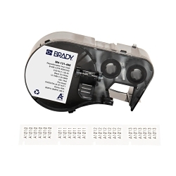 Brady M4-131-498 Repositionable Wire and Component Label, 25.4 mm W, Black on White/Clear, B-498 Vinyl Cloth