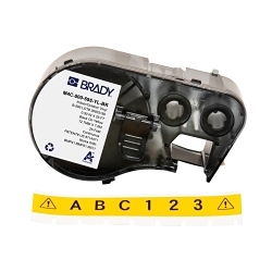 Brady M4C-500-595-YL-BK General Permanent Adhesive, 25 ft L x 0.5 in W, Black on Yellow, B-595 Vinyl