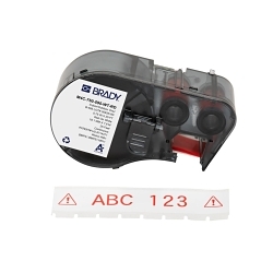 Brady M4C-750-595-WT-RD General Permanent Adhesive Label, 20 ft L x 0.75 in W, Red on White, B-595 Vinyl