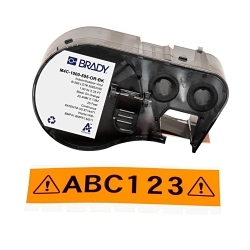 Brady M4C-1000-595-OR-BK General Permanent Adhesive, 25 ft L x 1 in W, Black on Orange, B-595 Vinyl