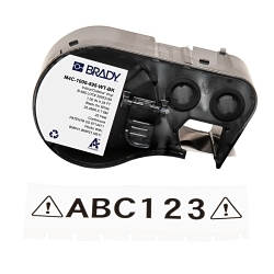 Brady M4C-1000-595-WT-BK General Permanent Adhesive, 25 ft L x 1 in W, Black on White, B-595 Vinyl