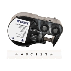 Brady M4C-375-595-WT-BK General Permanent Adhesive, 25 ft L x 0.375 in W, Black on White, B-595 Vinyl