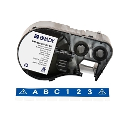 Brady M4C-500-595-BL-WT General Permanent Adhesive, 25 ft L x 0.5 in W, White on Blue, B-595 Vinyl