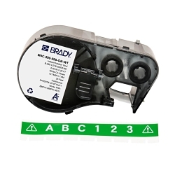Brady M4C-500-595-GN-WT General Permanent Adhesive, 25 ft L x 0.5 in W, White on Green, B-595 Vinyl