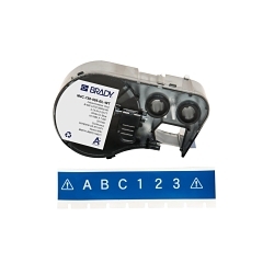 Brady M4C-750-595-BL-WT General Permanent Adhesive, 25 ft L x 0.75 in W, White on Blue, B-595 Vinyl