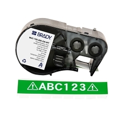 Brady M4C-750-595-GN-WT General Permanent Adhesive Label, 20 ft L x 0.75 in W, White on Green, B-595 Vinyl
