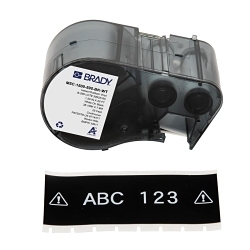 Brady M5C-1500-595-BK-WT General Permanent Adhesive Label, 20 ft L x 1.5 in W, White on Black, B-595 Vinyl