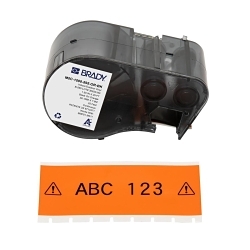 Brady M5C-1500-595-OR-BK General Permanent Adhesive Label, 25 ft L x 1.5 in W, Black on Orange, B-595 Vinyl
