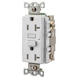 Hubbell Wiring Device-Kellems Hubbell-PRO GFTW20W 1-Phase Standard Tamper/Weather-Resistant Screw Mount GFCI Receptacle, 125 V AC, 20 A, 2 Poles, 3 Wires, White