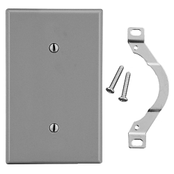 Hubbell P14GY Non-Metallic Standard Blank Wall Plate with Pre-Inserted Captive Screw