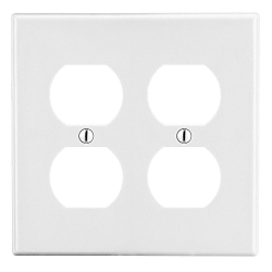 Hubbell P82W Non-Metallic Square Wall Plate, 2 Gangs, Standard, Polycarbonate Thermoplastic, White