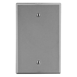 Hubbell PJ13GY Mid-Size Non-Metallic Blank Wall Plate with Pre-Inserted Captive Screw