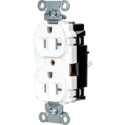 Hubbell 5362STW EdgeConnect Straight Blade Receptacle, 125 V, 20 A, 2 Poles, 3 Wires, White