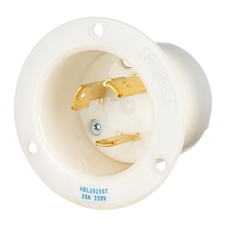 Hubbell HBL2625ST Twist-Lock 2-Pole 3-Wire Grounding Flanged Inlet