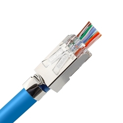 IDEAL 85-368 8-Contact 8-Position Feed-Through RJ45 Shielded Modular Plug, Shielded Conductor