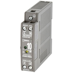 IDEC PS5R-VB24 PS5R-V Switching Power Supply, 100 to 240 VAC Input, 24 VDC Output, 15 W Power Rating, 0.65 A, DIN Rail Mounting