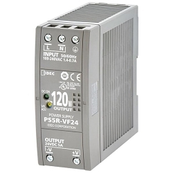 IDEC PS5R-VF24 PS5R-V Switching Power Supply, 100 to 240 VAC Input, 24 VDC Output, 120 W Power Rating, 5 A, DIN Rail Mounting