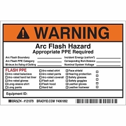 Brady 121079 Write-On Arc Flash Label