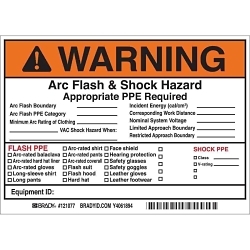 Brady 121077 Write-On Arc Flash Label