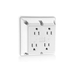 LEVITON 1254-W 1-Phase 4-in-1 Extra Heavy Duty Grounding Quadruplex Straight Blade Receptacle