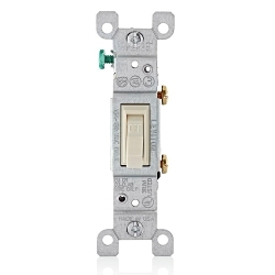 LEVITON 1451-2T Grounding Toggle Switch, 120 VAC, 15 A, 1/2, 2 hp Power Rating, SP Contact