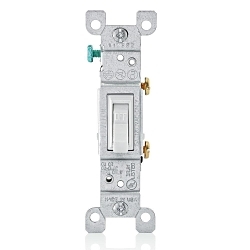 LEVITON 1451-2W Grounding Toggle Switch, 120 VAC, 15 A, 1/2, 2 hp Power Rating, SP Contact