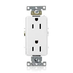 LEVITON 16252-W Decora Plus Straight Blade Duplex Receptacle