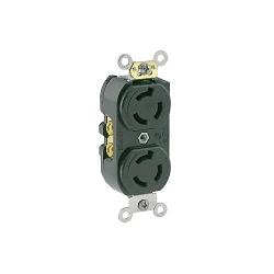 LEVITON 4550 Duplex Grounding Locking Receptacle, 250 VAC, 15 A, 2 Poles, 3 Wires, Black