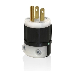 LEVITON 5266-PLC Black & White Straight Blade Plug
