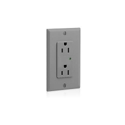 LEVITON 5280-GY Self-Grounding Surge Protective Receptacle, 125 VAC, 15 A, 5 kA Short Circuit