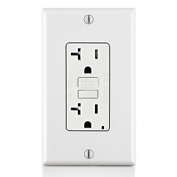 LEVITON GFTR2-W Duplex Feed Through Self-Test Slim Standard Tamper Resistant GFCI Receptacle With White Test