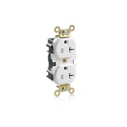 LEVITON M5362-W 1-Phase Duplex Extra Heavy Duty Wide Body Straight Blade Receptacle