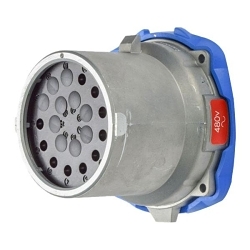 Meltric 17-68091 DN20C Multi-Pin Male Inlet With Ground, 480/500 VAC, 20 A, 9 Poles, 10 Wires, Blue