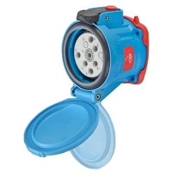 Meltric 63-64043-973-375-843 DSN60 Receptacle, 480 VAC, 60 A, 3 Poles, Blue