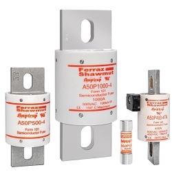 Mersen A50P1200-4TI A50P Fast Acting Fuse, 1200 A, 500 VAC, 50 kA Interrupt, Round Body