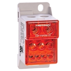 Mersen CEP-FSPDB115 Compact Power Distribution Block, 600 VAC/VDC, 90 A, 18 to 3/0 AWG Wire